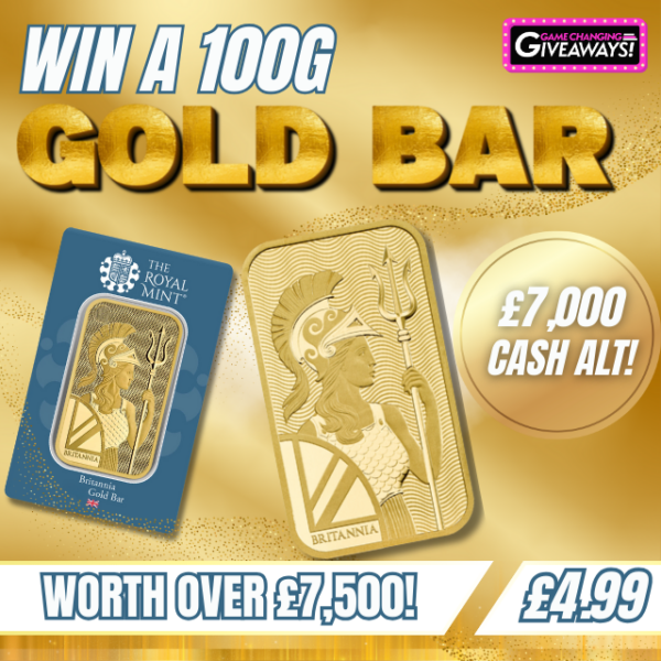 100g Gold Bar or £7,000 Cash alt