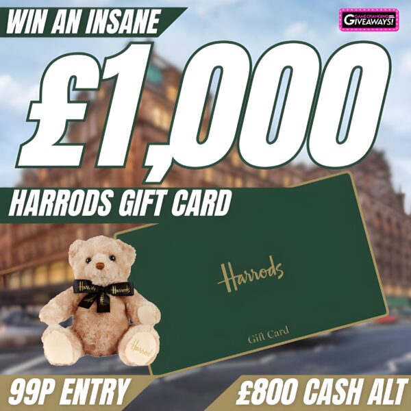 £1,000 Harrods Gift Card or £800 Cash alt