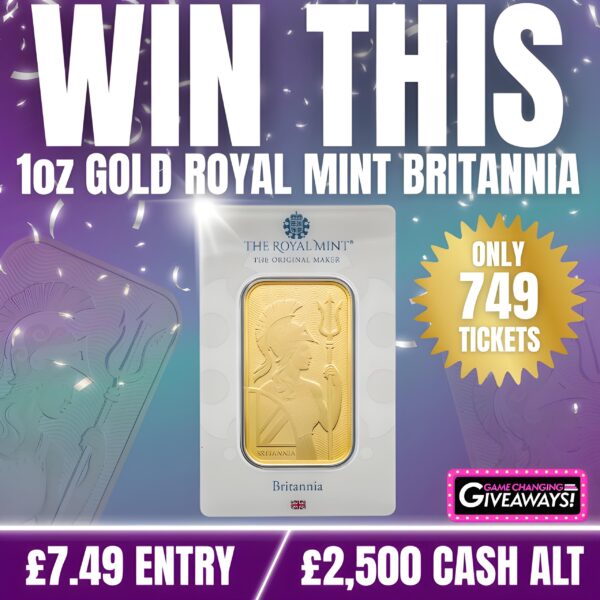 1oz Gold Royal Mint Britannia Bar or £2,500 Cash alt